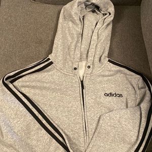 Gray women’s size medium Adidas zip up hoodie missing string for hoodie